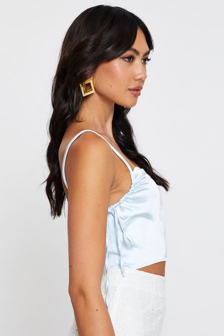 CROP TOP Blue Cami Top Sleeveless for Women by Ally