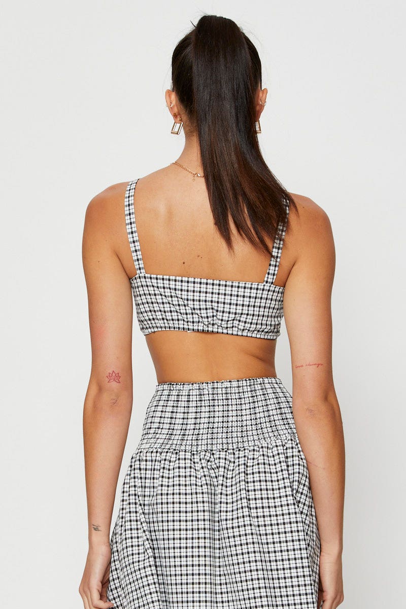 CROP TOP Check Crop Bralette Sleeveless Tie Up for Women by Ally