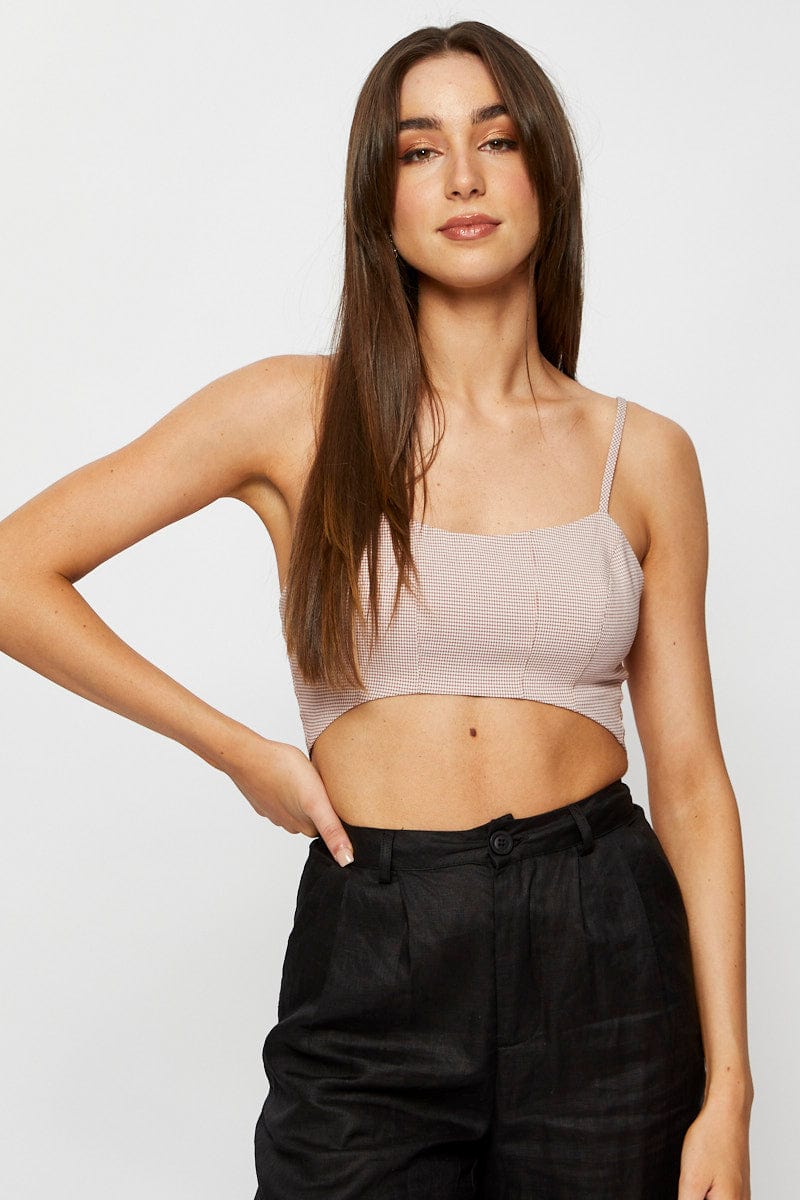 CROP TOP Check Crop Top Sleeveless for Women by Ally