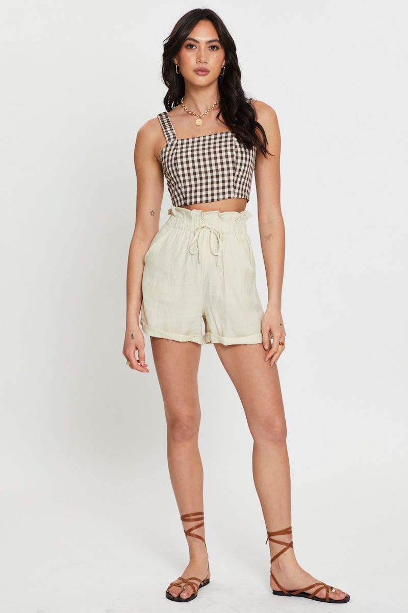 CROP TOP Check Crop Top Sleeveless Square Neck for Women by Ally