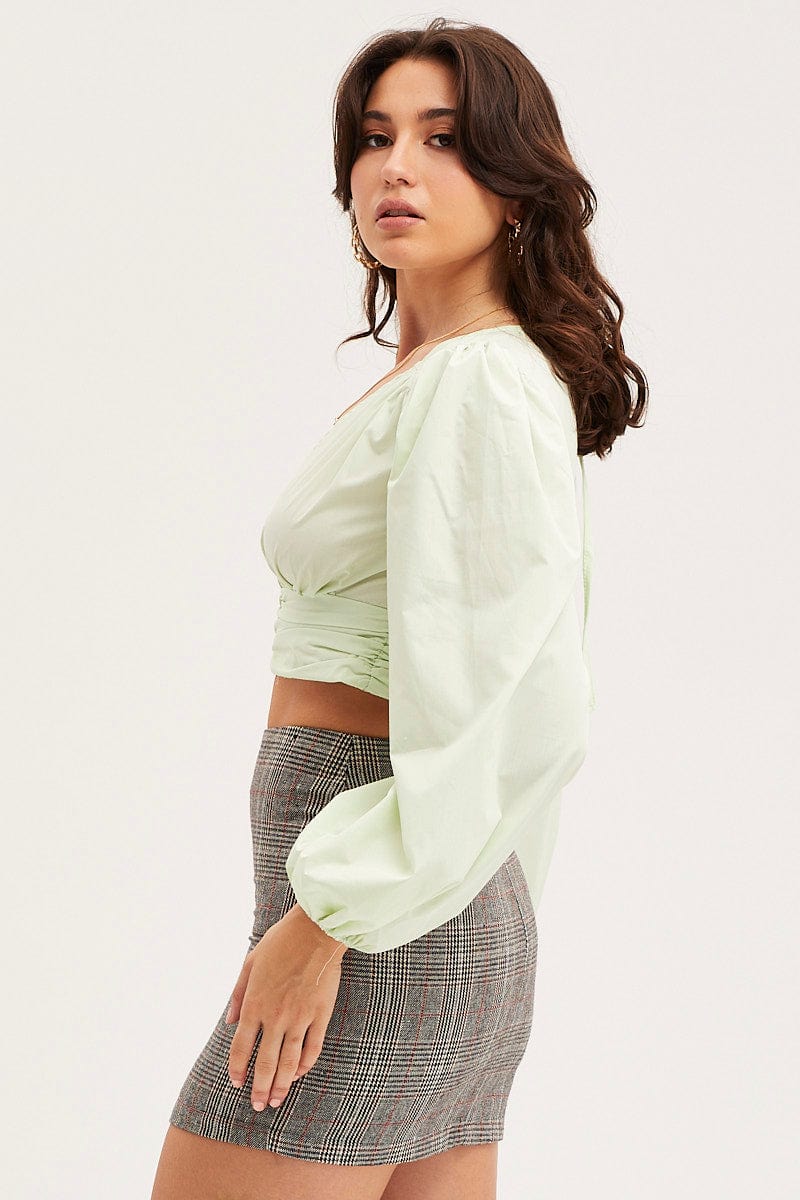 CROP TOP Green Crop Top Long Sleeve for Women by Ally