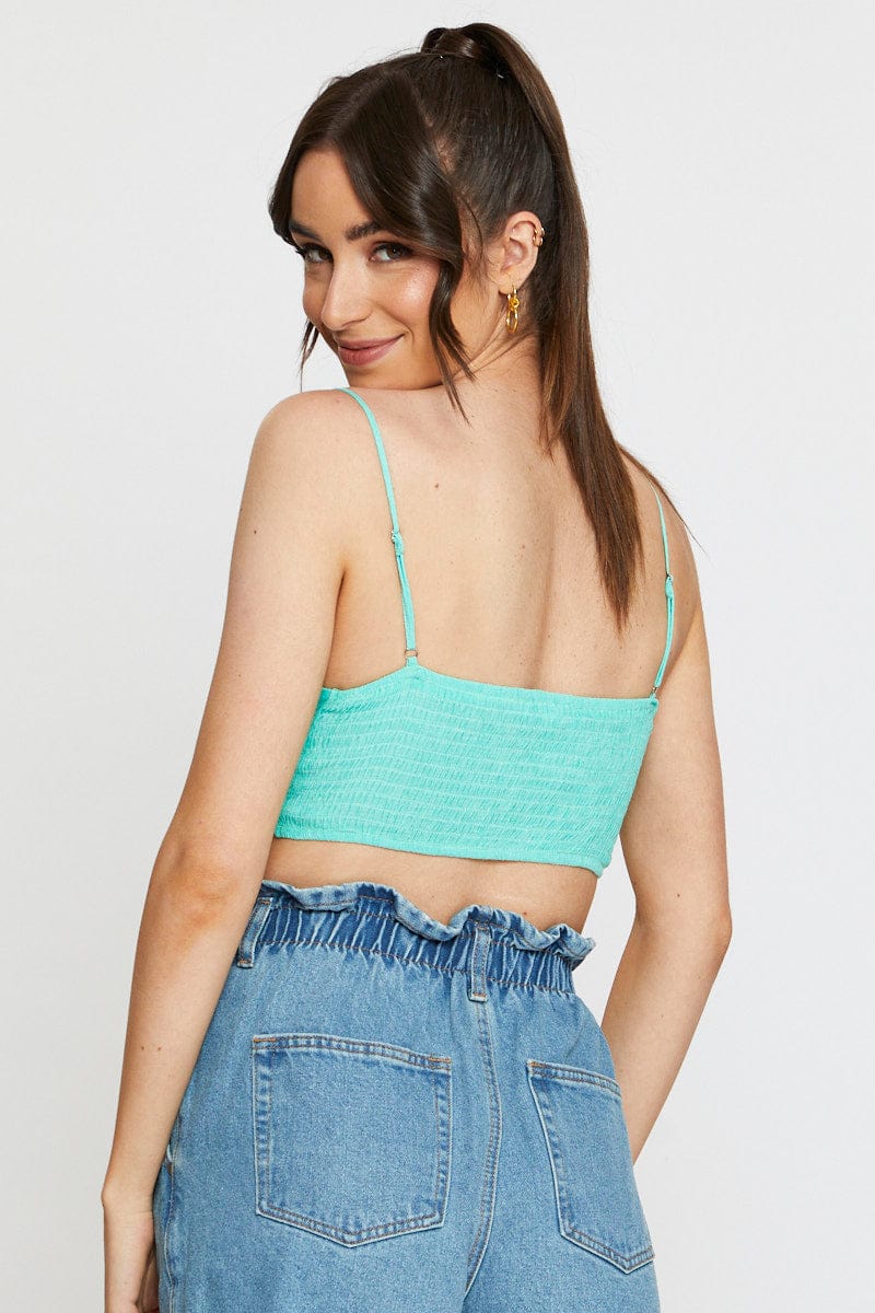 CROP TOP Green Crop Top Sleeveless for Women by Ally