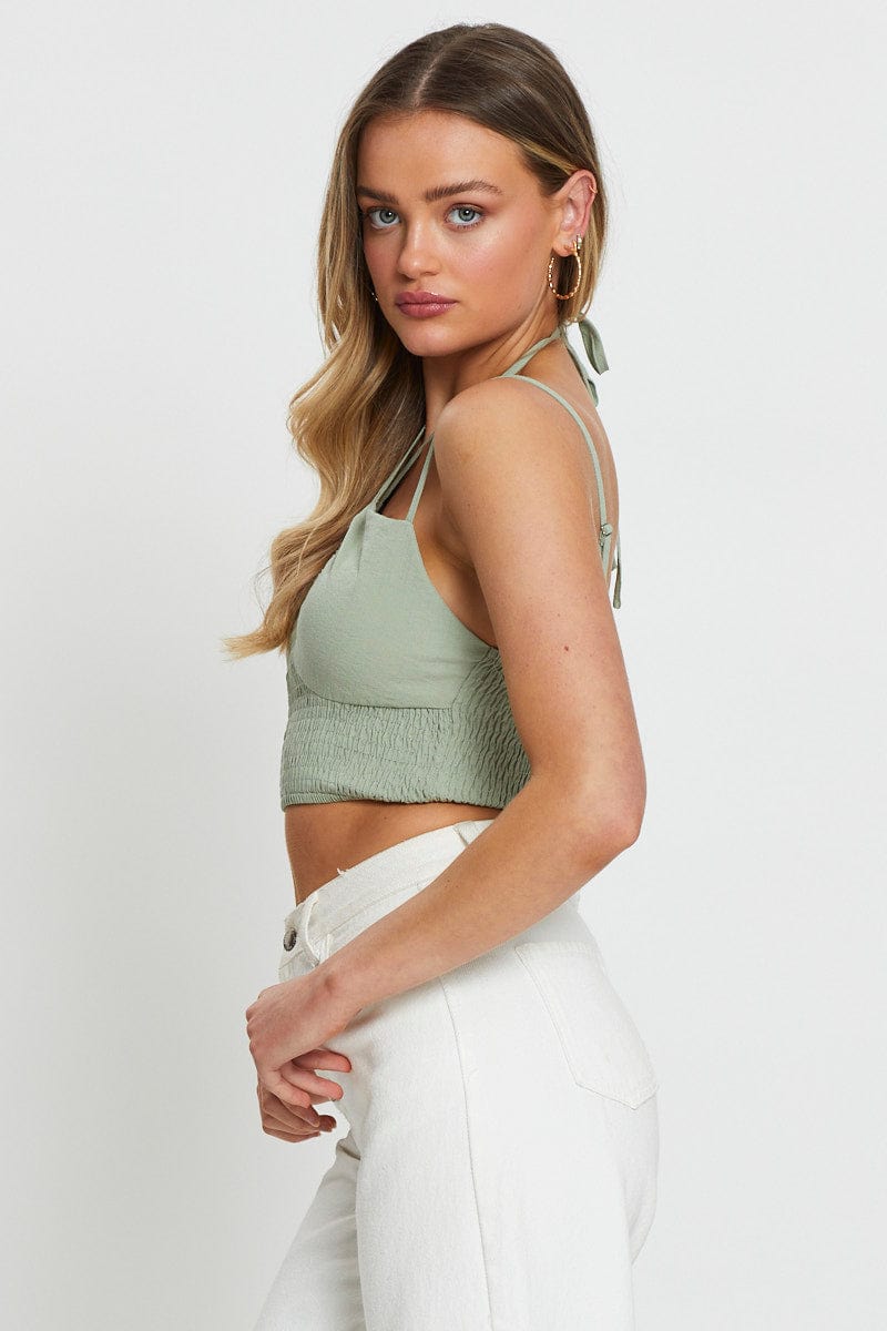 CROP TOP Green Singlet Top Sleeveless Crop for Women by Ally