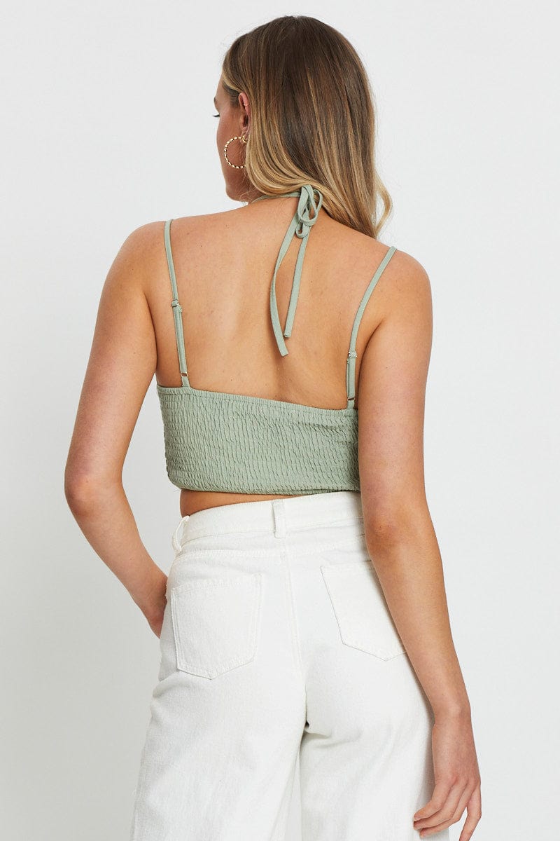 CROP TOP Green Singlet Top Sleeveless Crop for Women by Ally