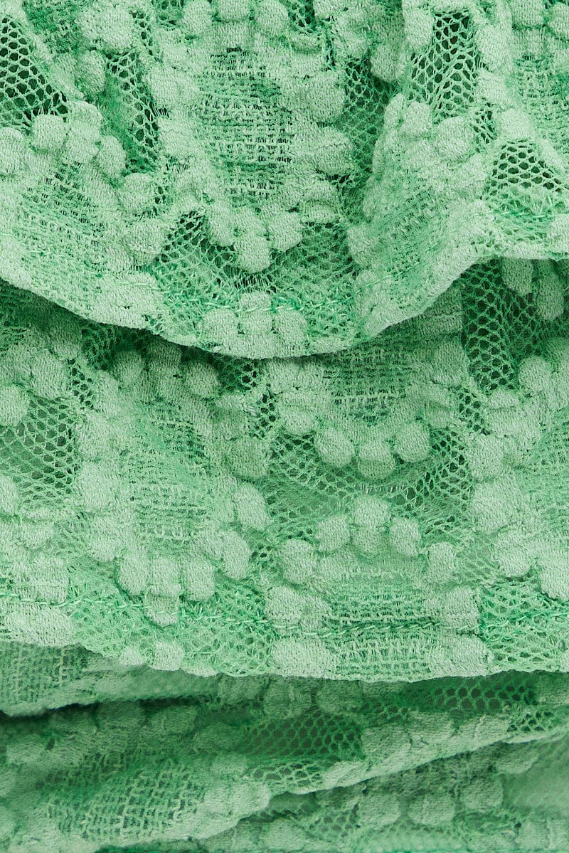 Green Sleeveless Lace Crop Top for Ally Fashion