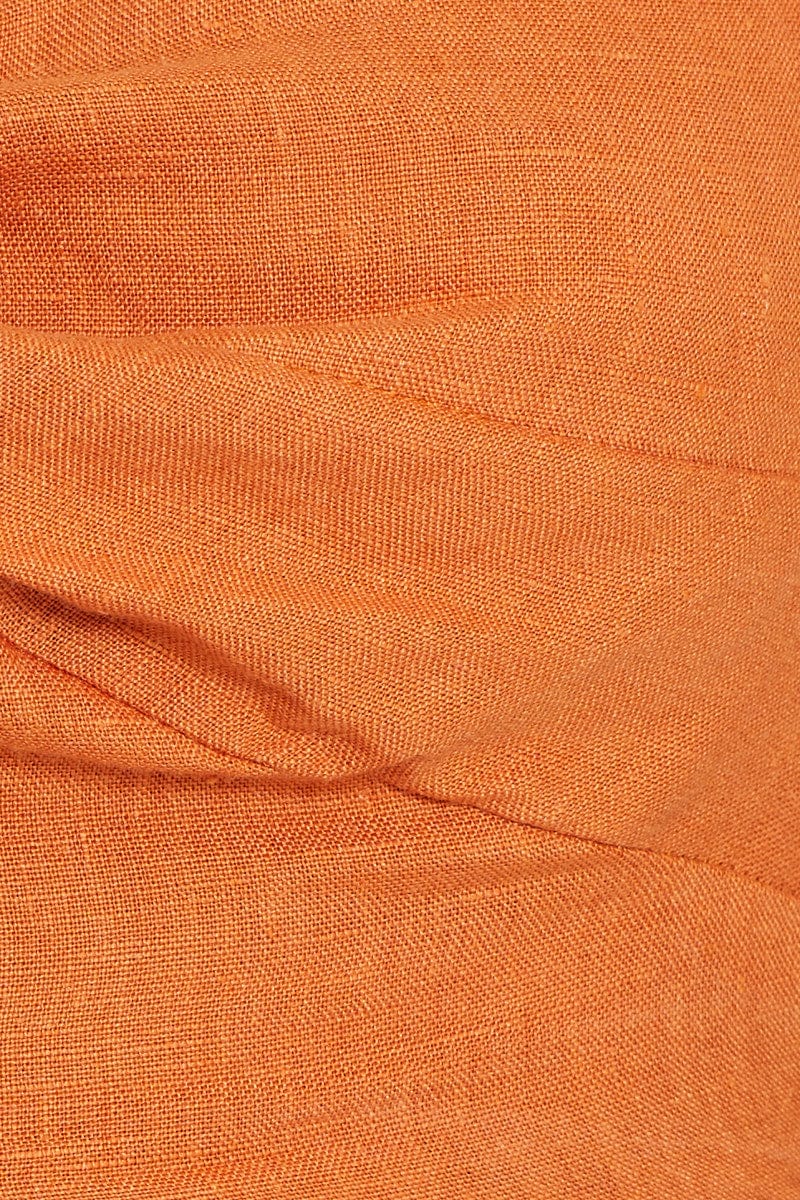 CROP TOP Orange Crop Top Linen Blend for Women by Ally