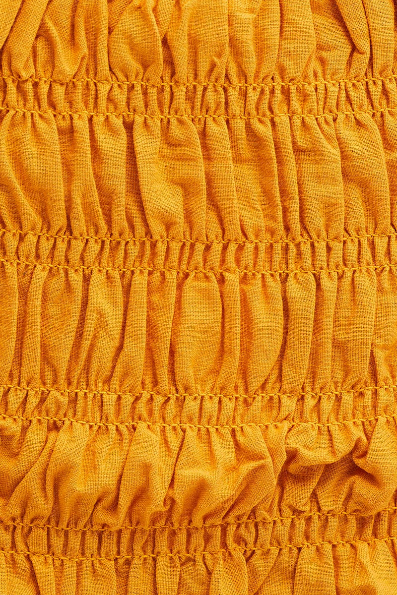 CROP TOP Orange Crop Top Short Sleeve Shirred for Women by Ally