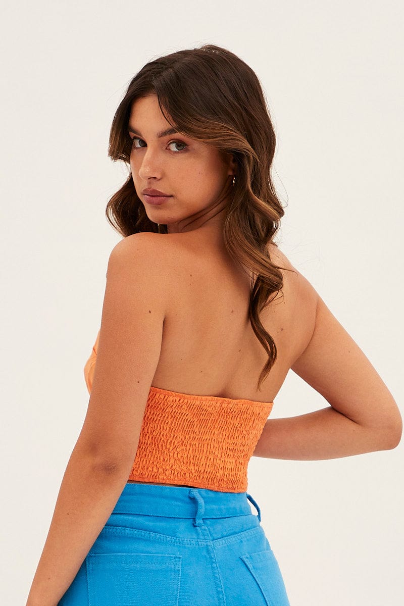 CROP TOP Orange Lace Up Corset Top for Women by Ally