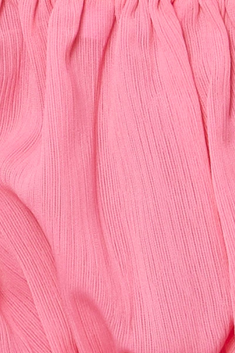 Women's Pink Crop Top Long Sleeve