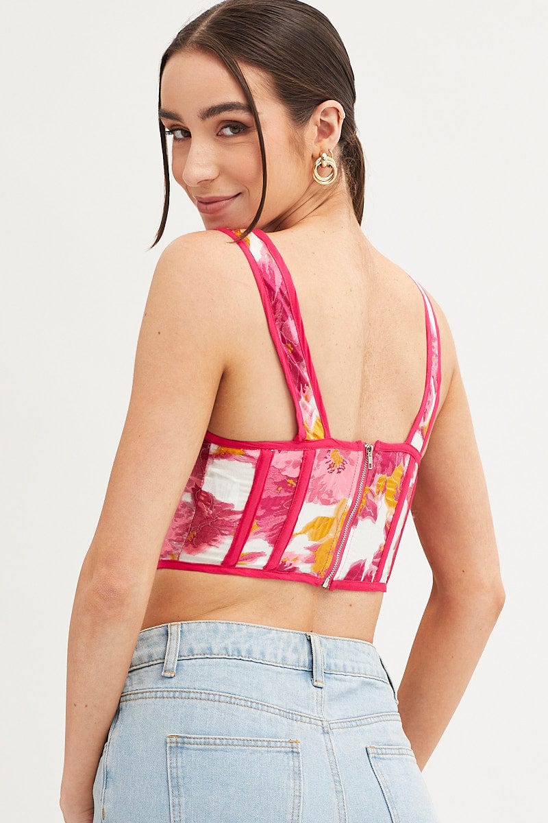 CROP TOP Print Corset Top Sleeveless Square Neck for Women by Ally