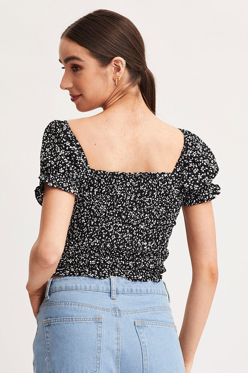 CROP TOP Print Crop Top Short Sleeve for Women by Ally