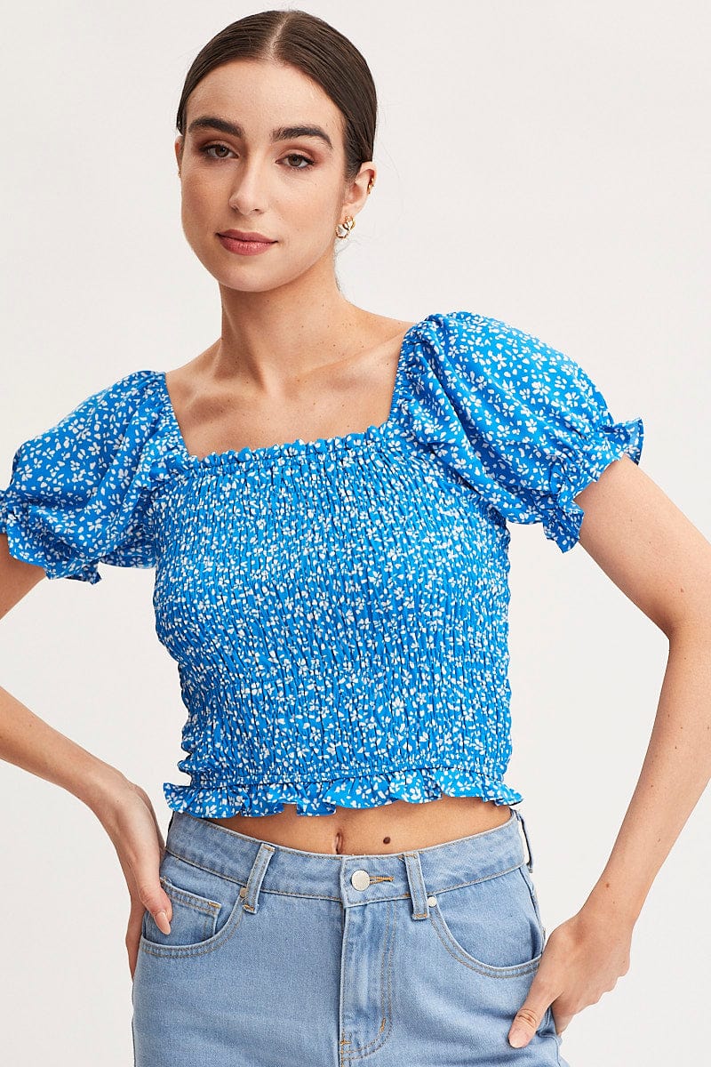 CROP TOP Print Crop Top Short Sleeve for Women by Ally