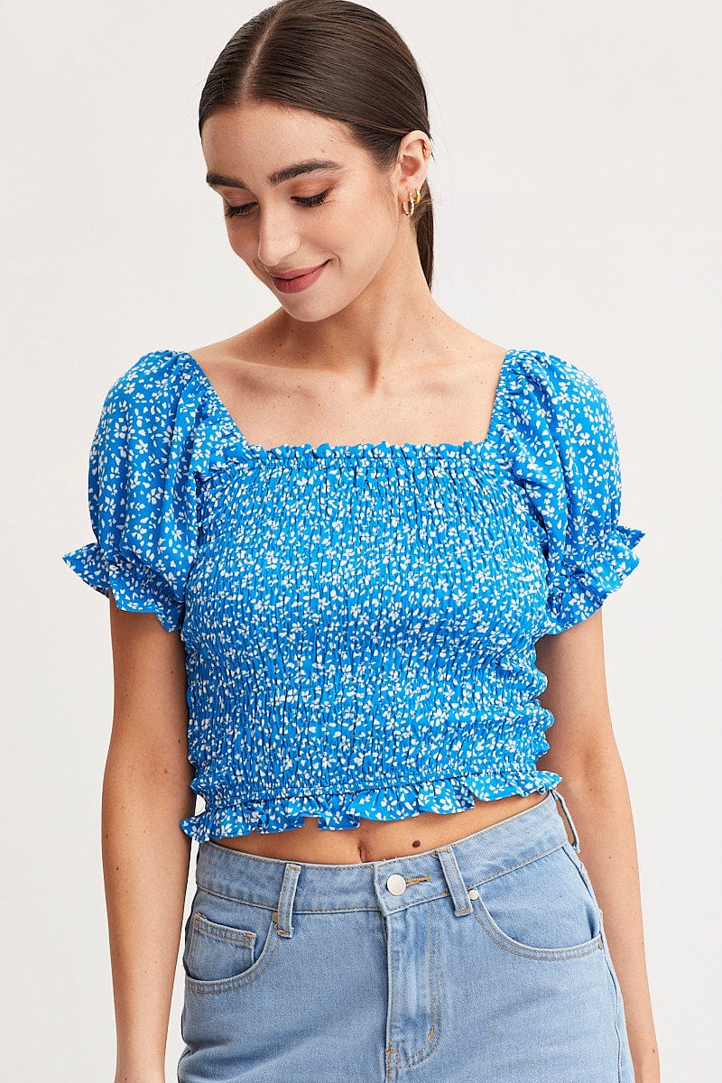 CROP TOP Print Crop Top Short Sleeve for Women by Ally