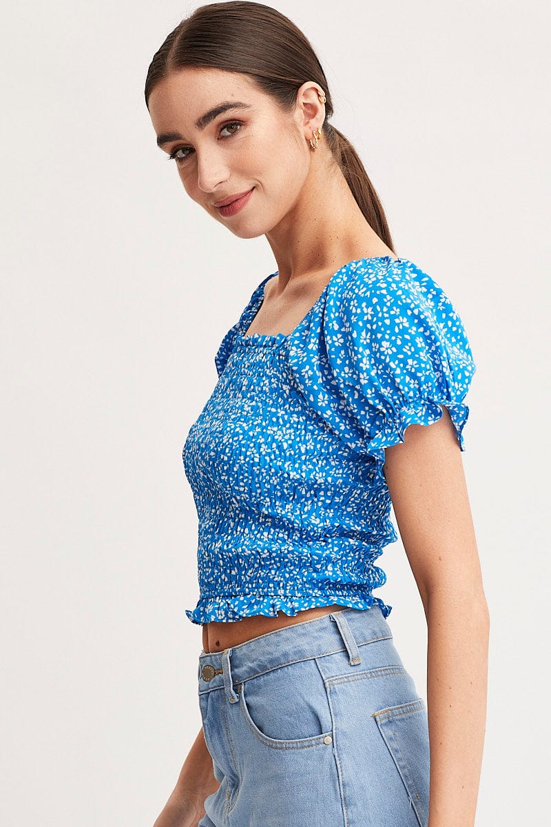 CROP TOP Print Crop Top Short Sleeve for Women by Ally