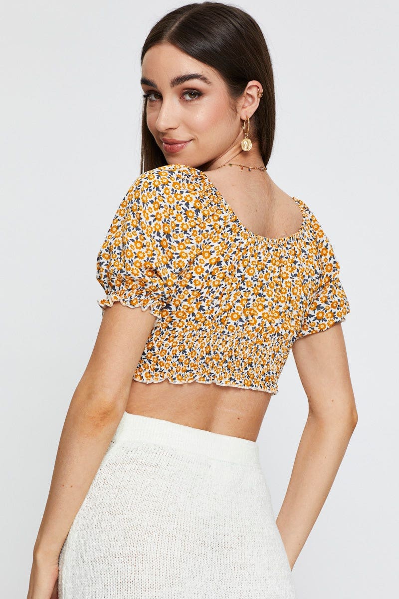 Top Women’s Print Crop Top Short Sleeve | Ally Fashion