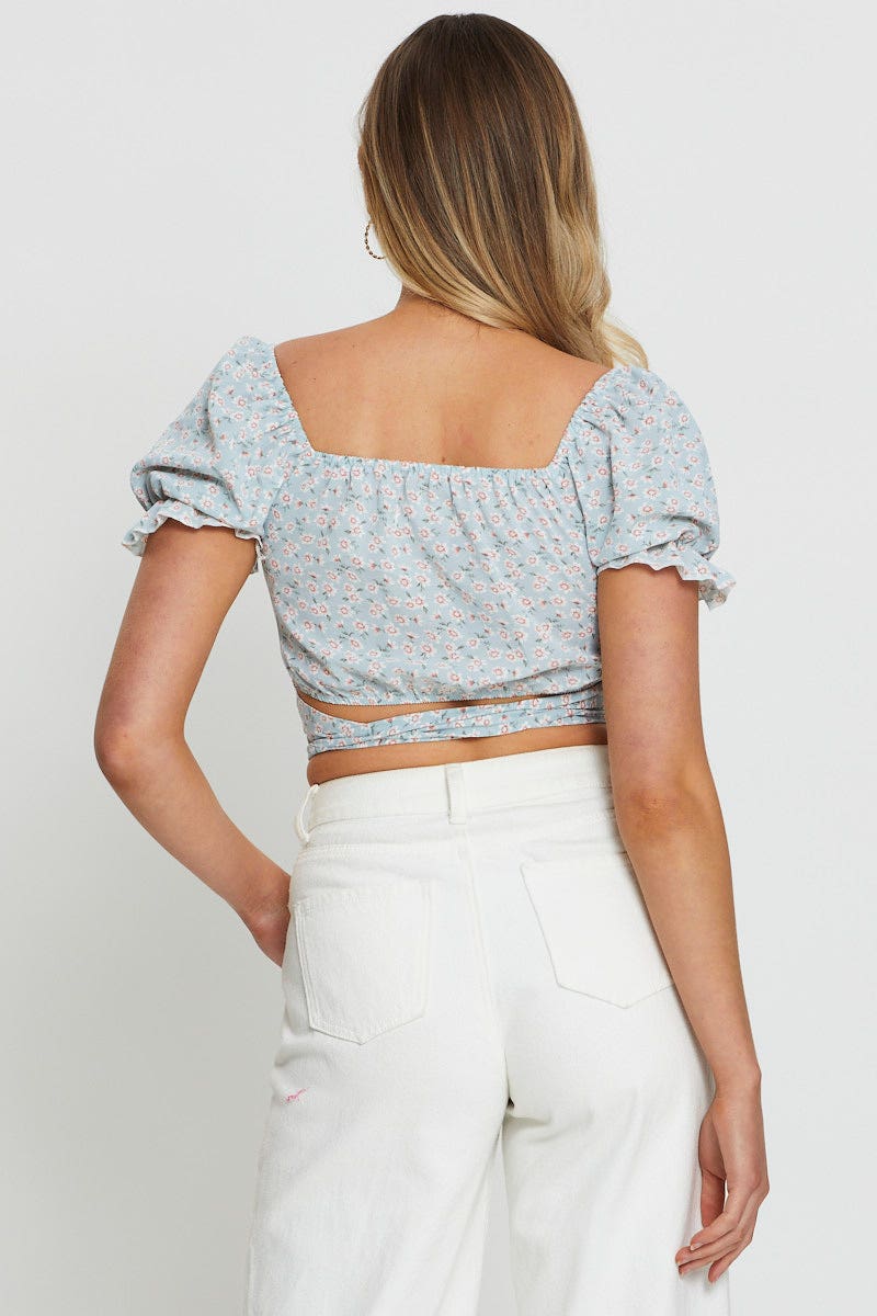 CROP TOP Print Crop Top Tie Up for Women by Ally