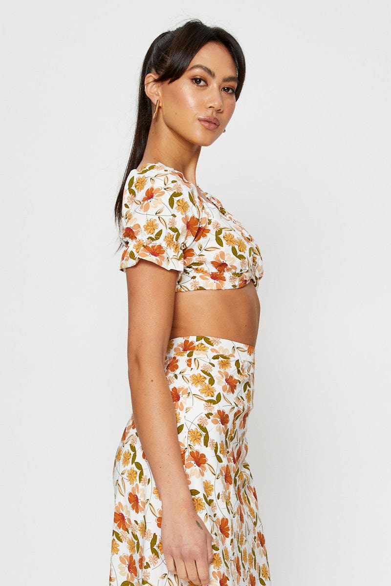 CROP TOP Print Crop Top Tie Up for Women by Ally