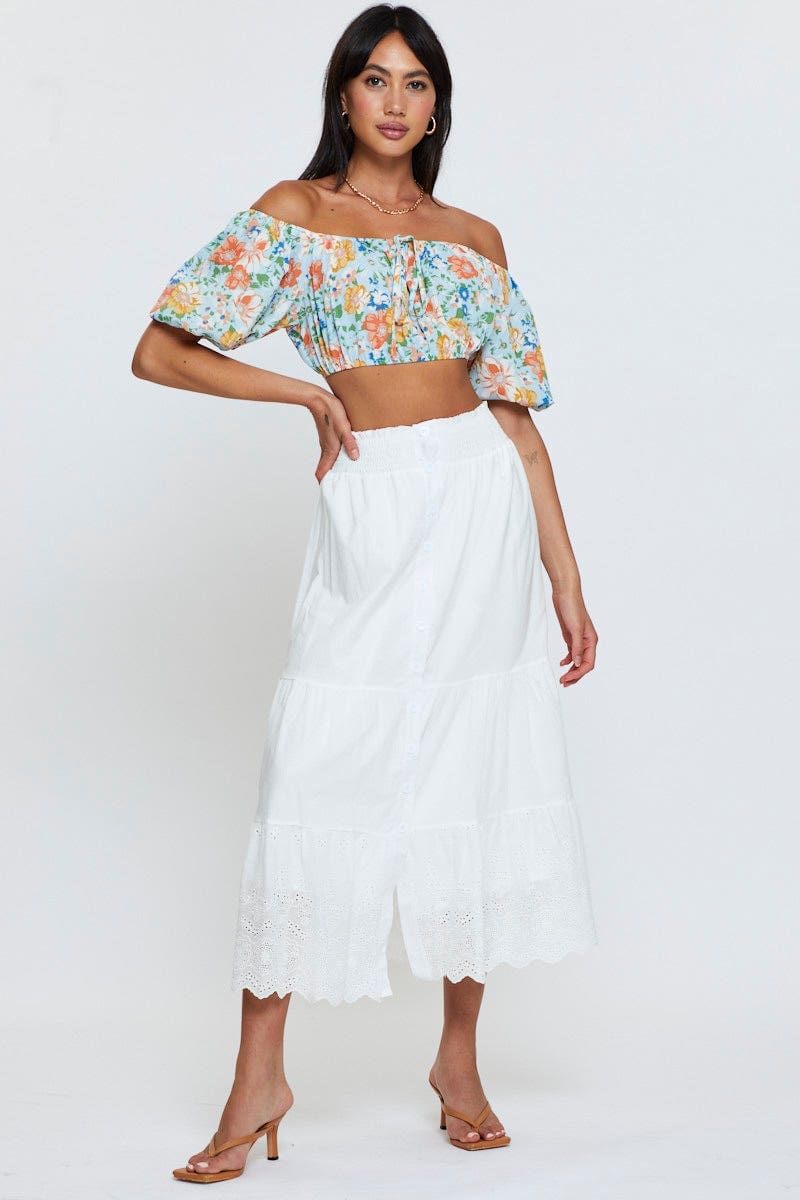 CROP TOP Print Top Short Sleeve Crop Off Shoulder for Women by Ally