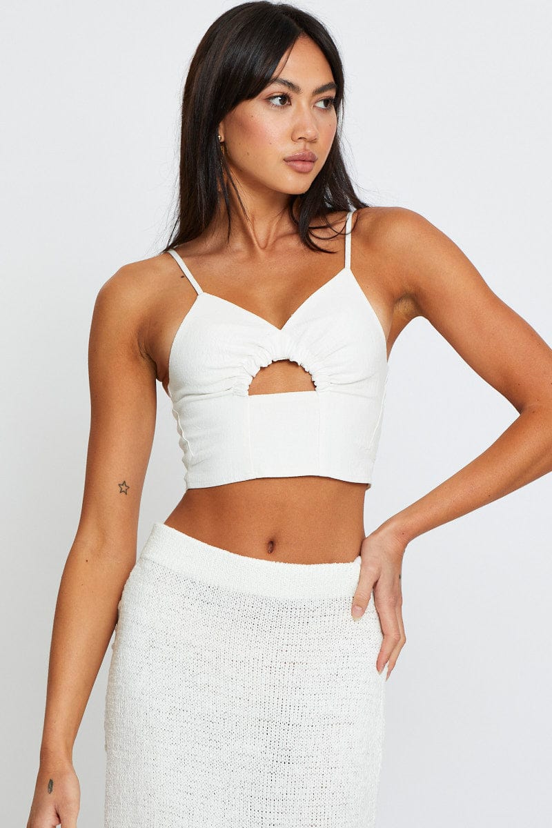 CROP TOP White Crop Top Sleeveless for Women by Ally