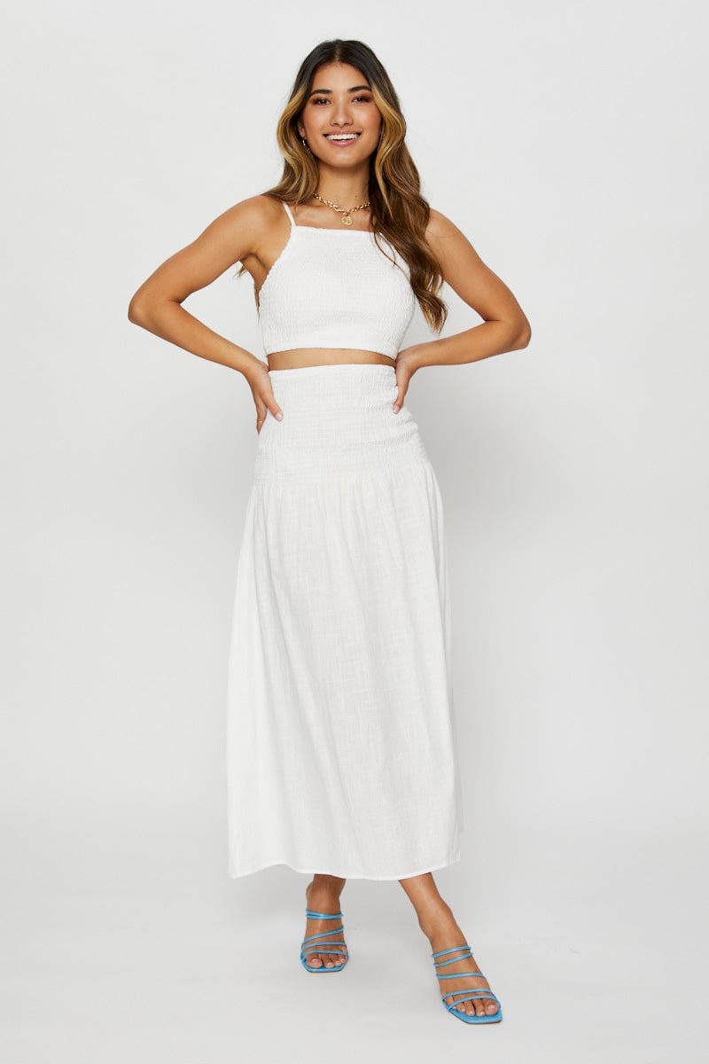 CROP TOP White Singlet Top Sleeveless Crop Square Neck for Women by Ally