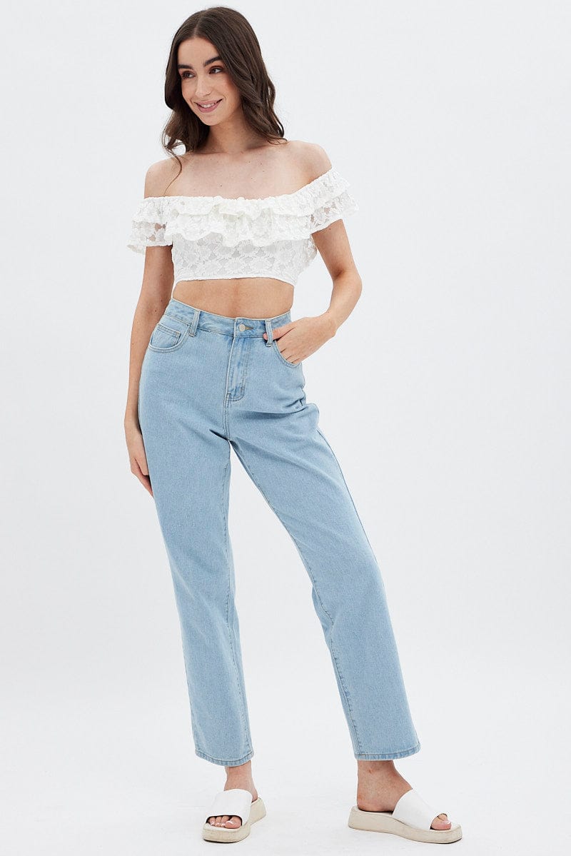 White Sleeveless Lace Crop Top for Ally Fashion