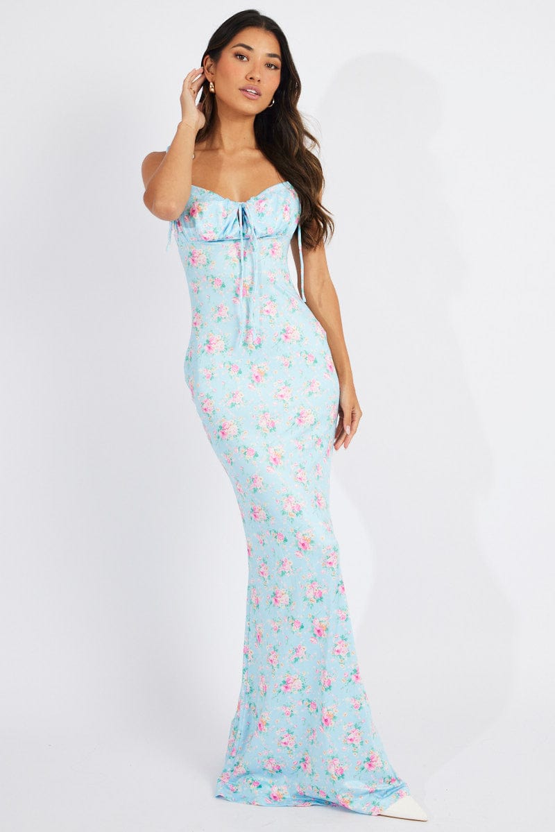 Baby blue floral maxi on sale dress