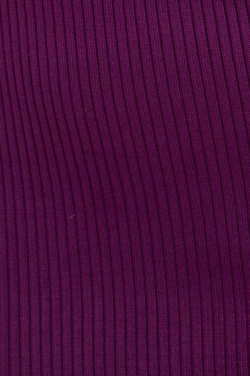 Purple Knit Midi Dress Sleeveless Scoop Neck Bodycon Rib for Ally Fashion