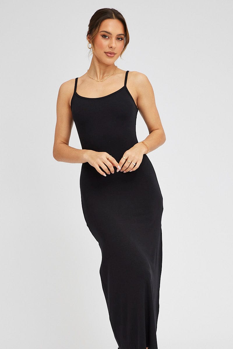 Black scoop clearance neck maxi dress