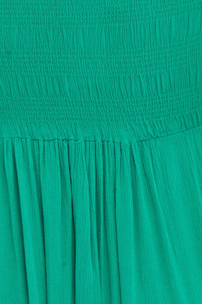 Green Maxi Dress Puff Sleeve Square Neck for Ally Fashion