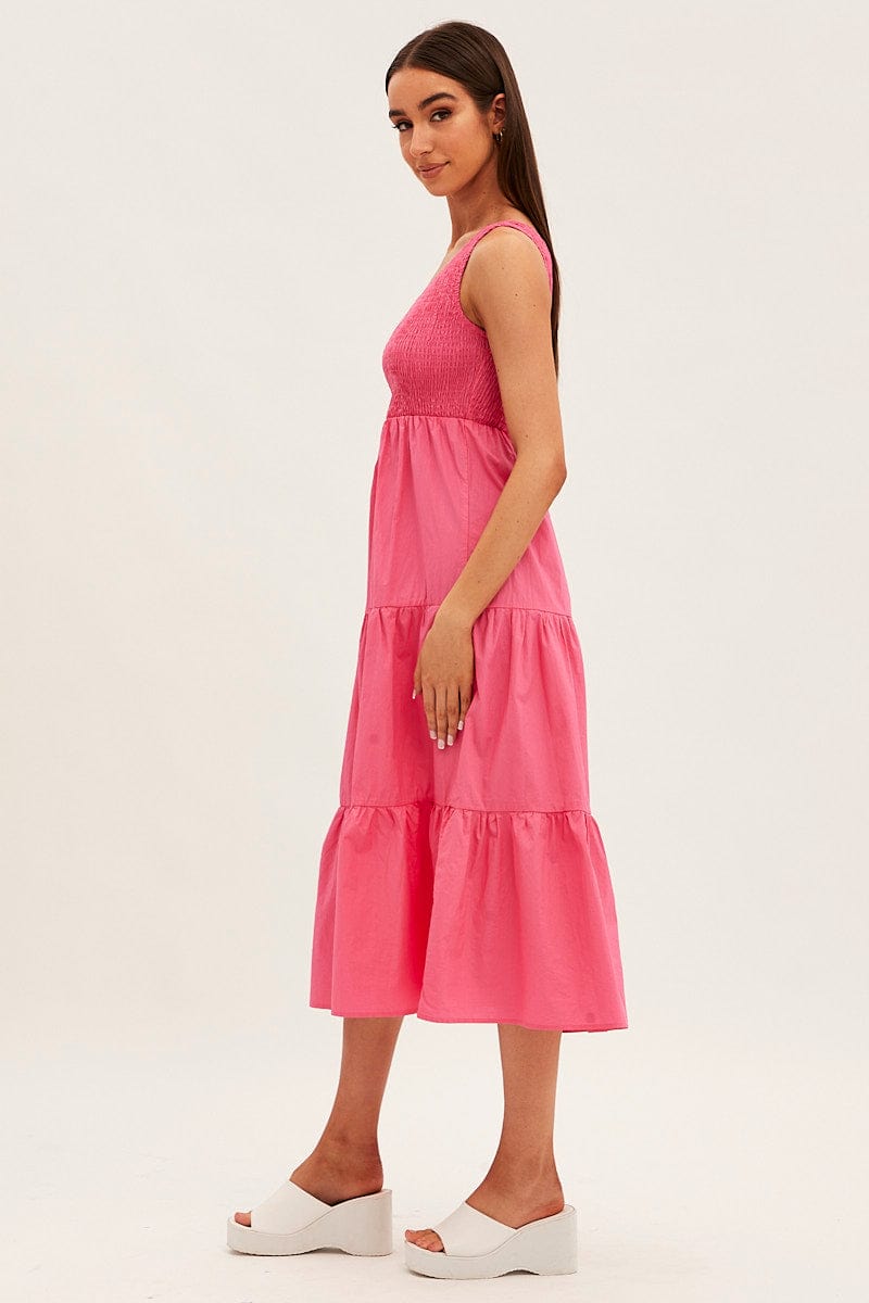 Pink Maxi Dress One Shoulder for Ally Fashion