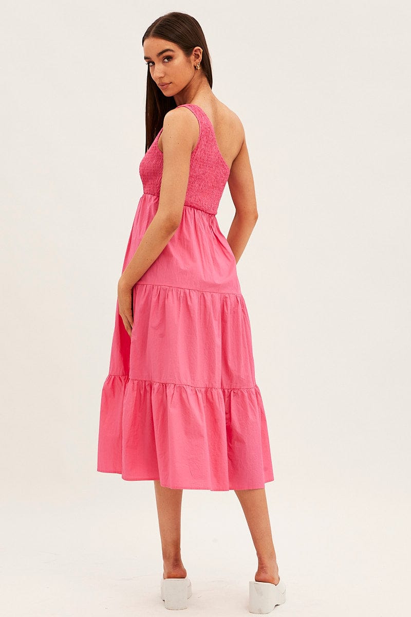 Pink Maxi Dress One Shoulder for Ally Fashion