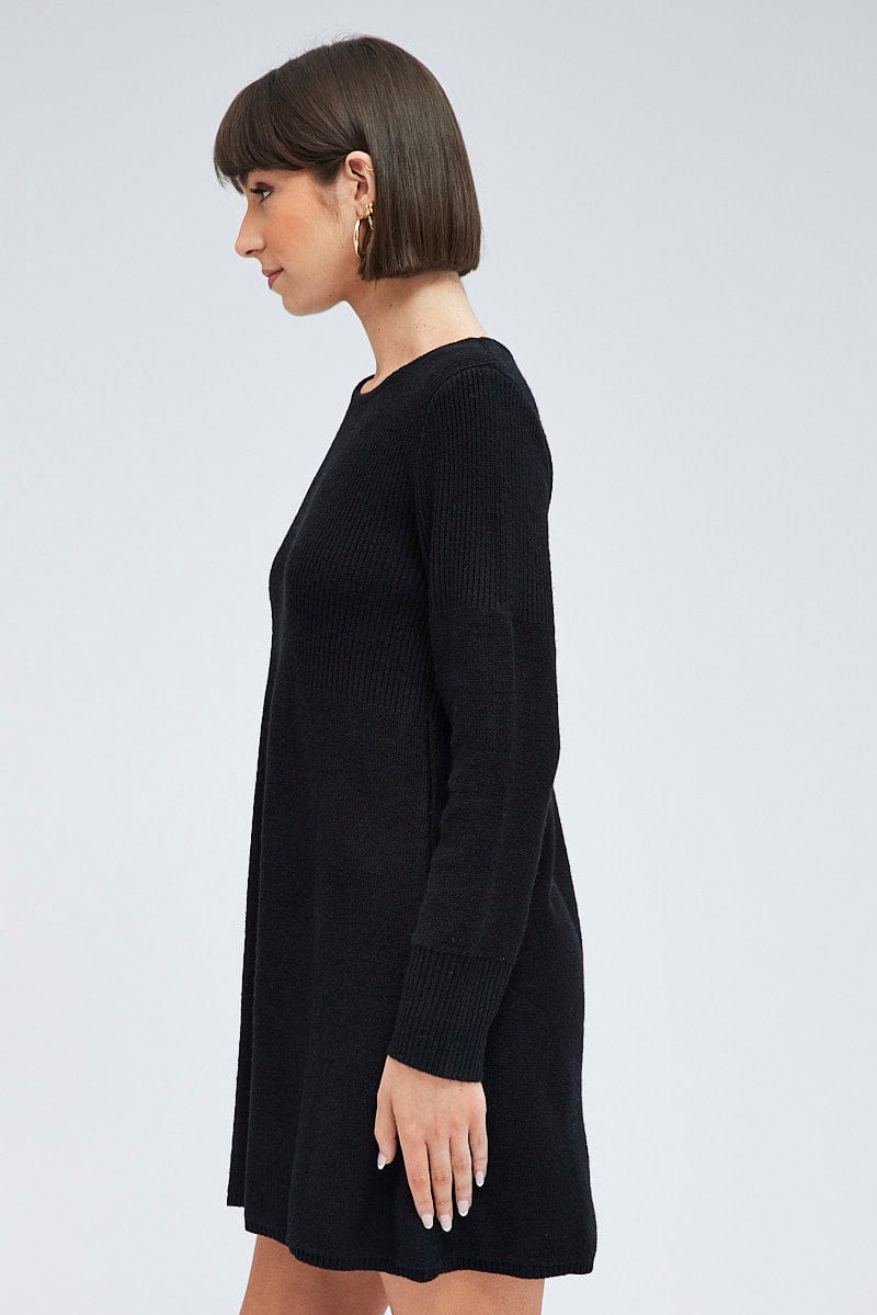 Black Knit Dress Long Sleeve for Ally Fashion