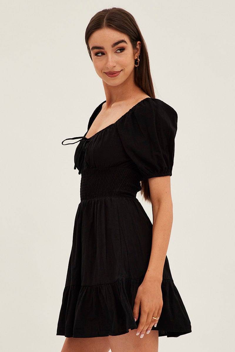 Women's Black Skater Dress Short Sleeve Mini | Ally Fashion Women's Black Skater Dress Short Sleeve Mini | Ally Fashion