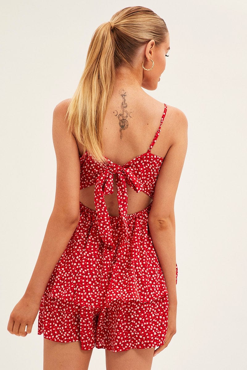 Red Geo Sleeveless Mini Dress for Ally Fashion