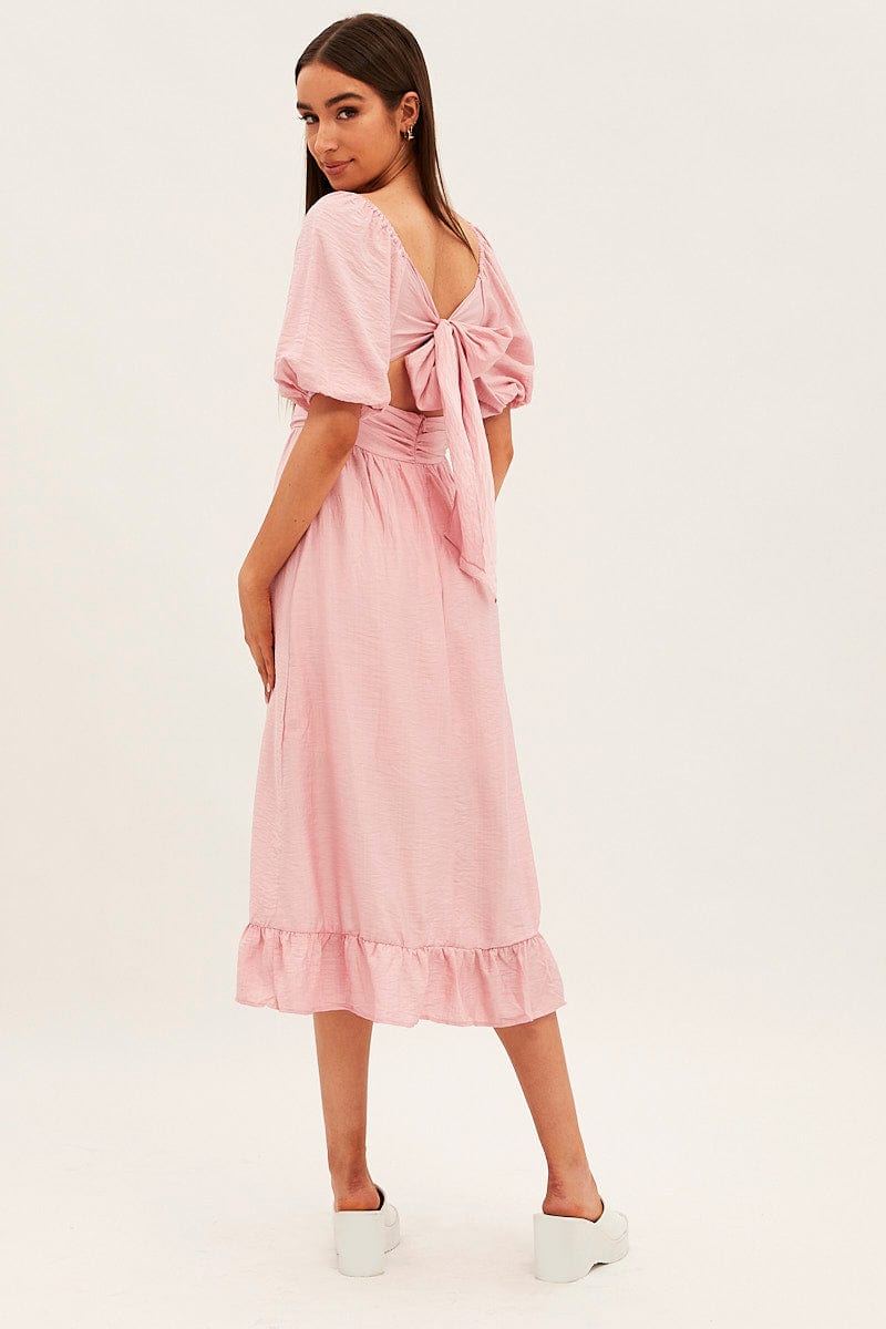 Pink Evening Square Neck Maxi Dress for Ally Fashion