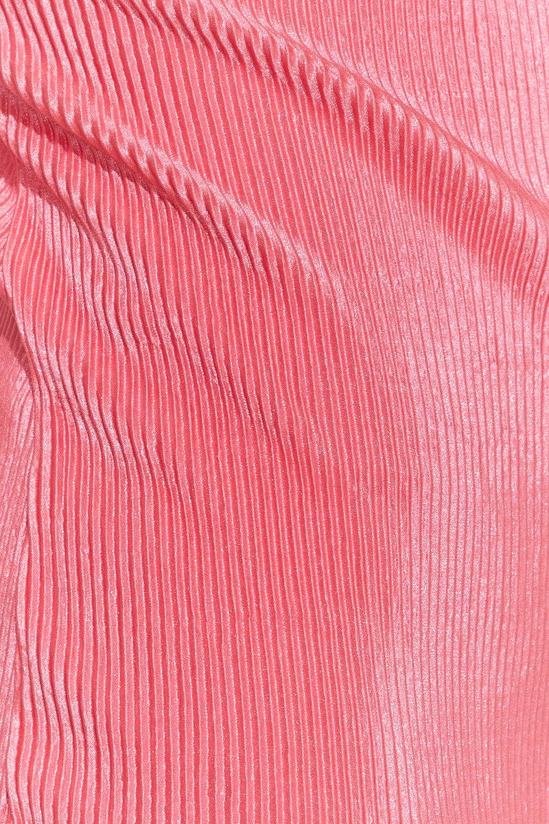 Pink Halter Plisse Bodycon Dress | Ally Fashion