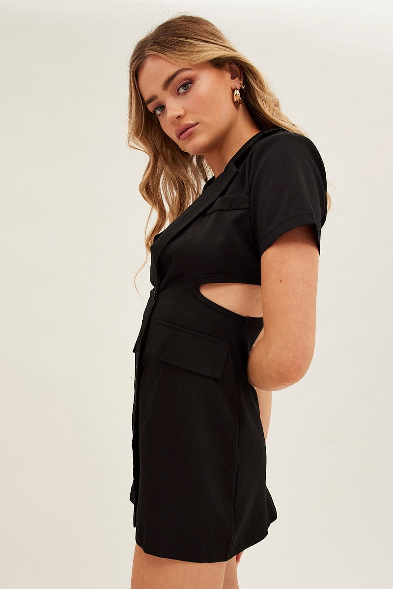 Black Cut Out Blazer Dress for Ally Fashion