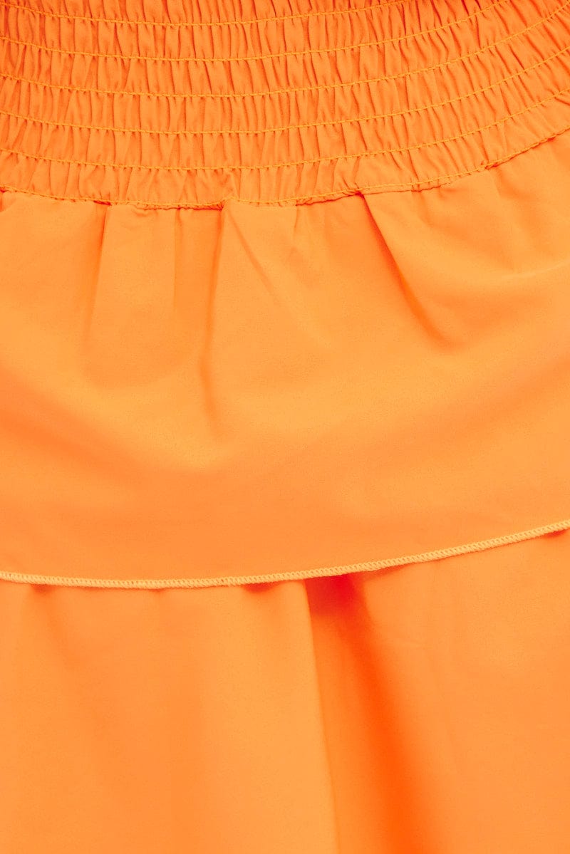 Orange Tie Shoulder Skater Dress for Ally Fashion