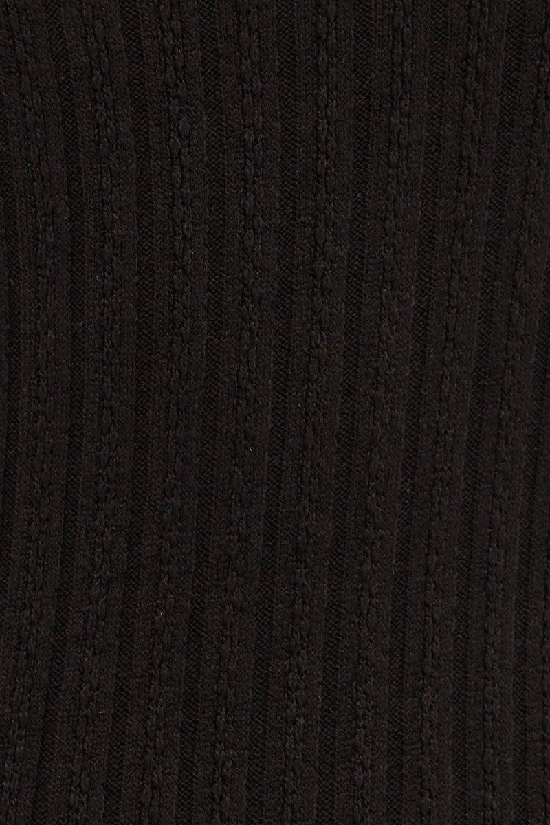 Black Ribbed Midi Dress Cutout for Ally Fashion