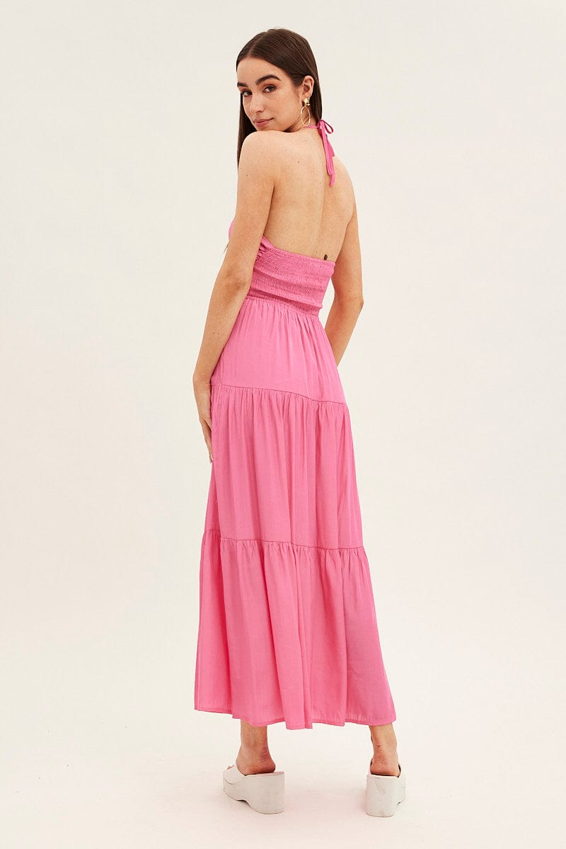 Pink Cut Out Maxi Dress for Ally Fashion