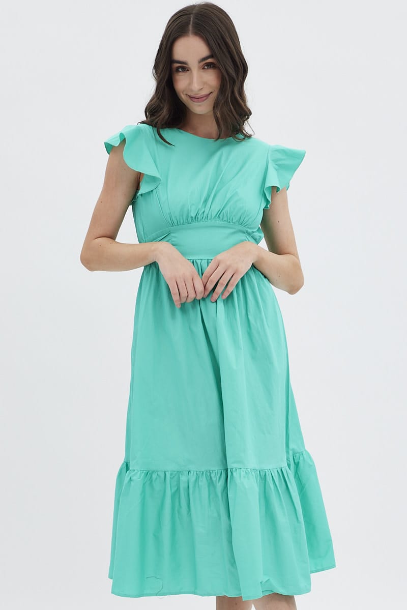 Green Tie Back Midi Dress for Ally Fashion