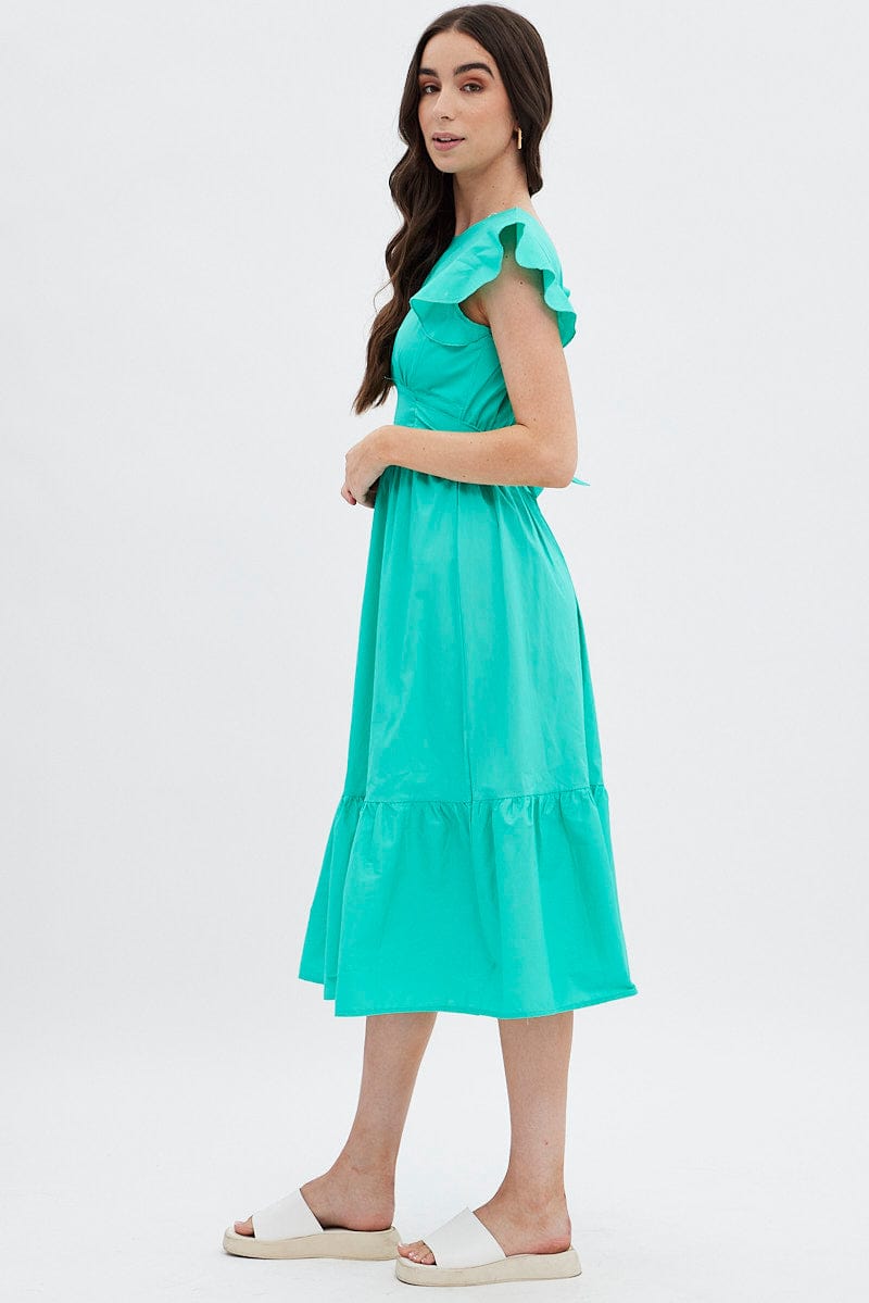 Green Tie Back Midi Dress for Ally Fashion