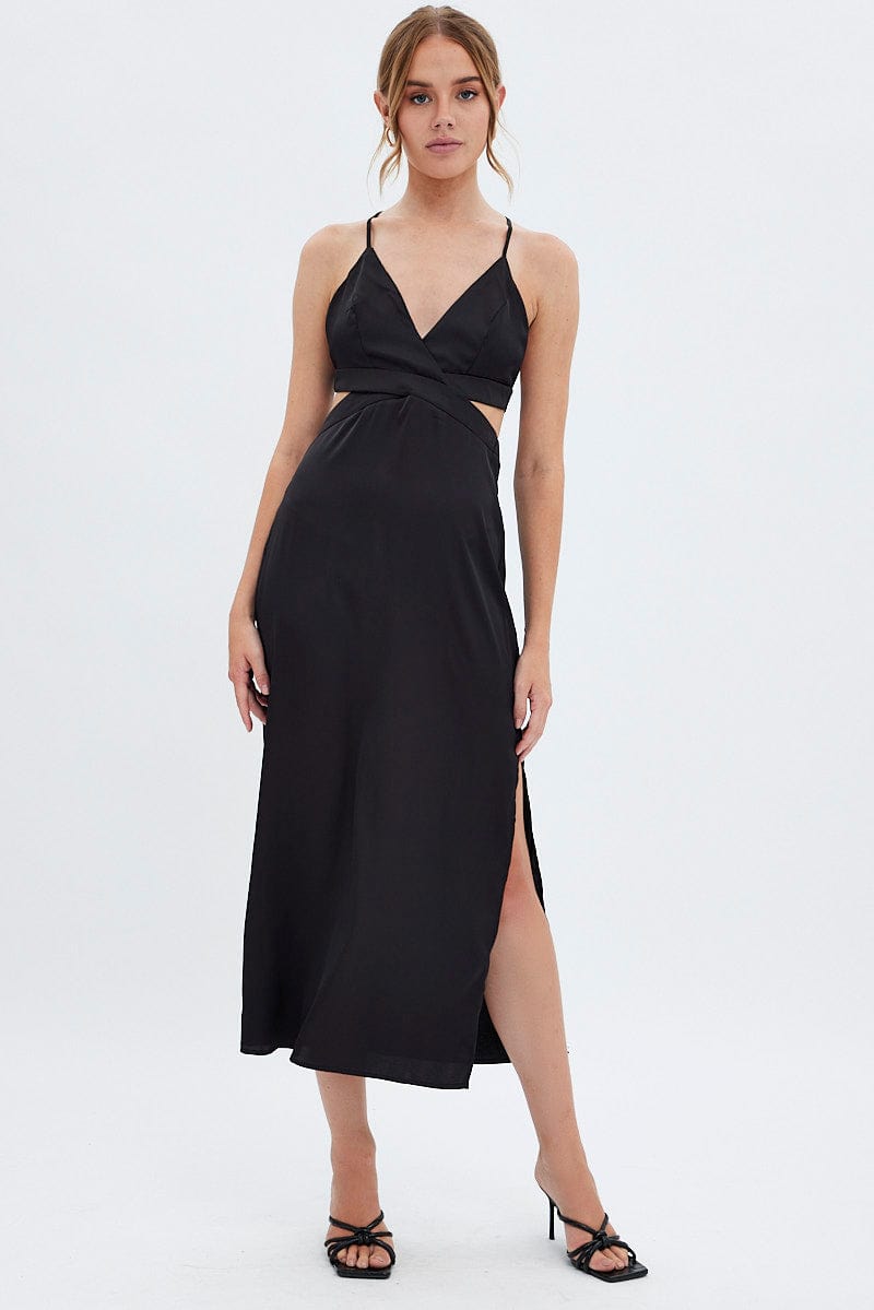 Black Cutout Midi Dress for Ally Fashion