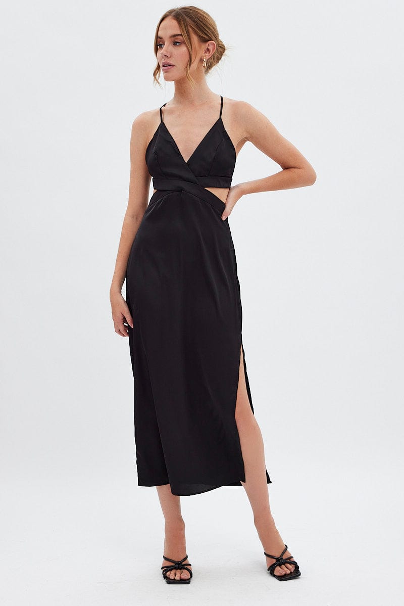 Black Cutout Midi Dress for Ally Fashion