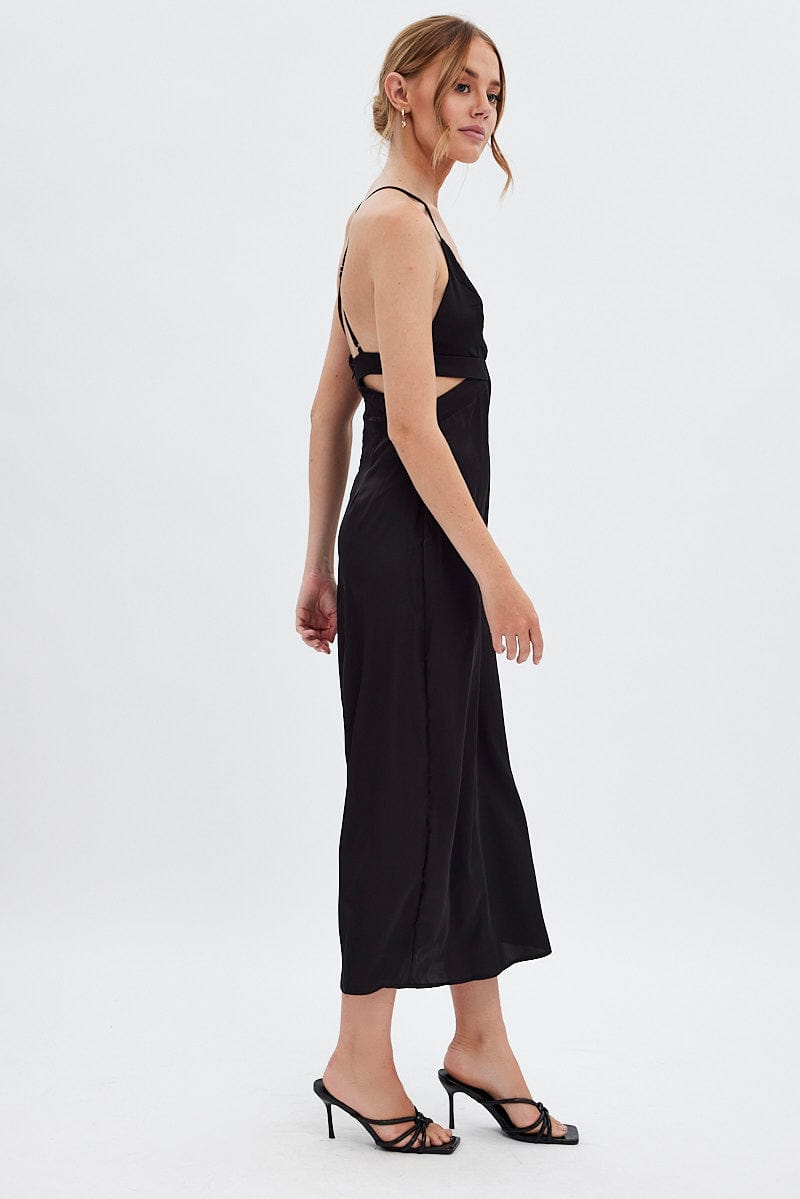 Black Cutout Midi Dress for Ally Fashion