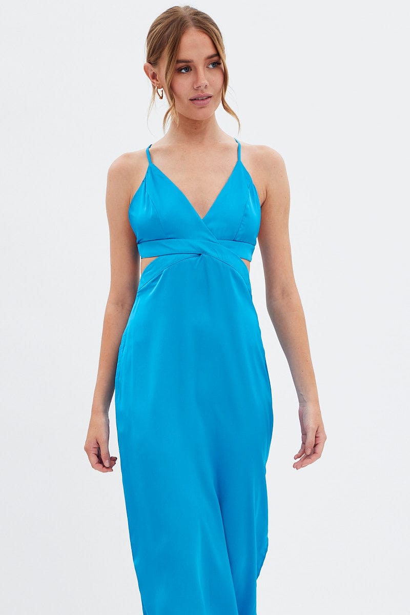 Blue Cutout Midi Dress for Ally Fashion