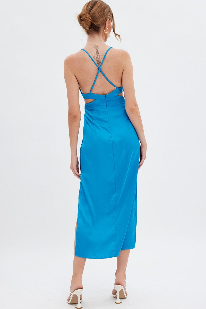 Blue Cutout Midi Dress for Ally Fashion