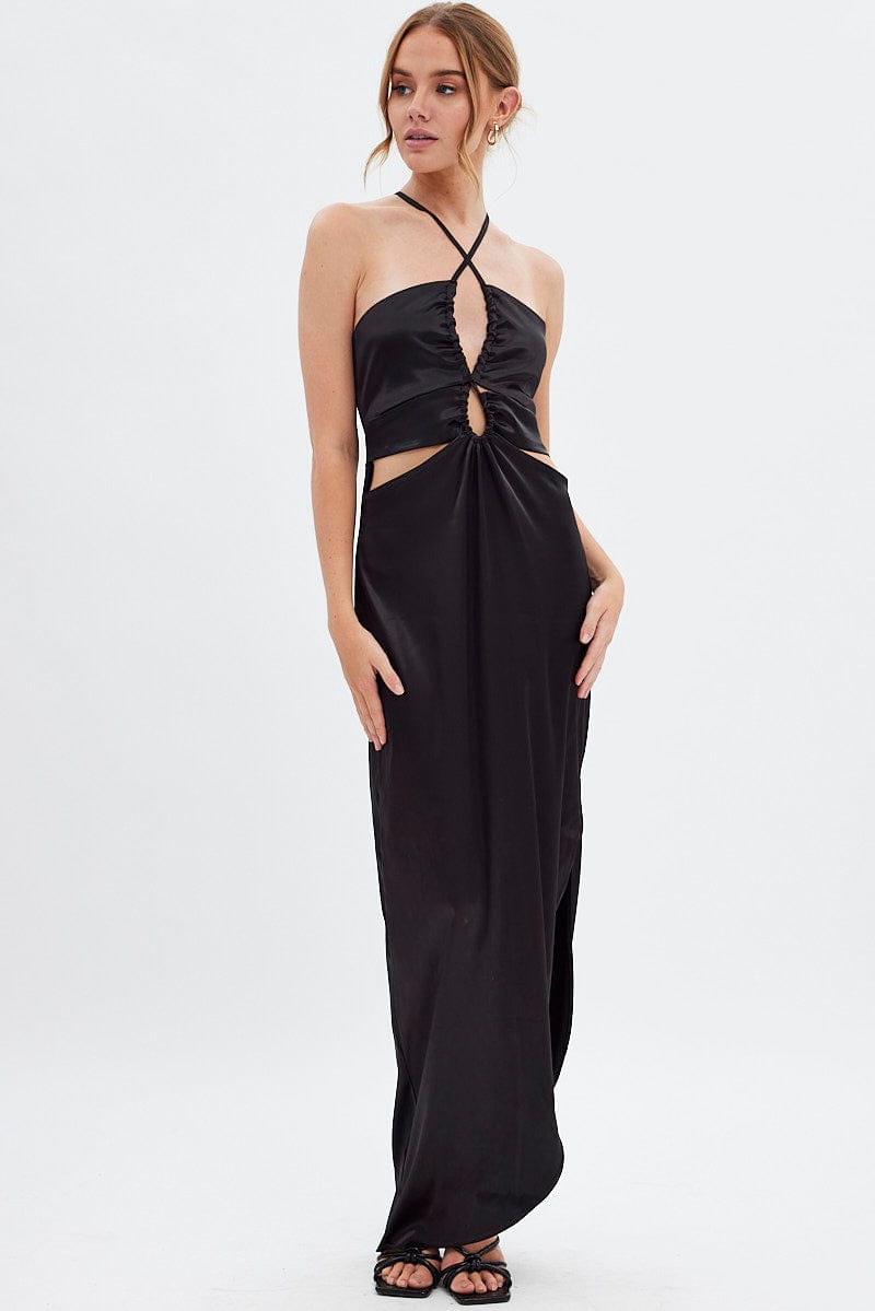 Black Maxi Dress Side Slip for Ally Fashion