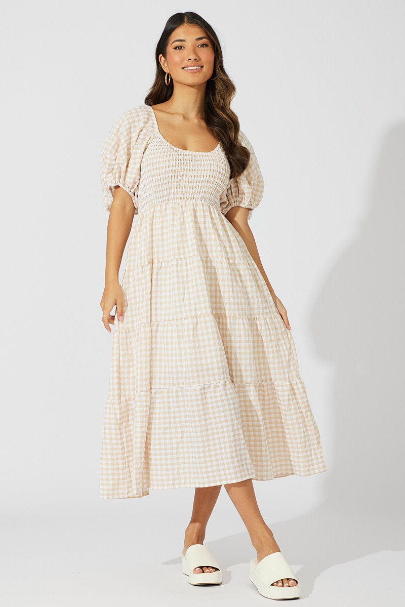 GINGHAM CHECK ALINE DRESS+agence-website-clermont.fr