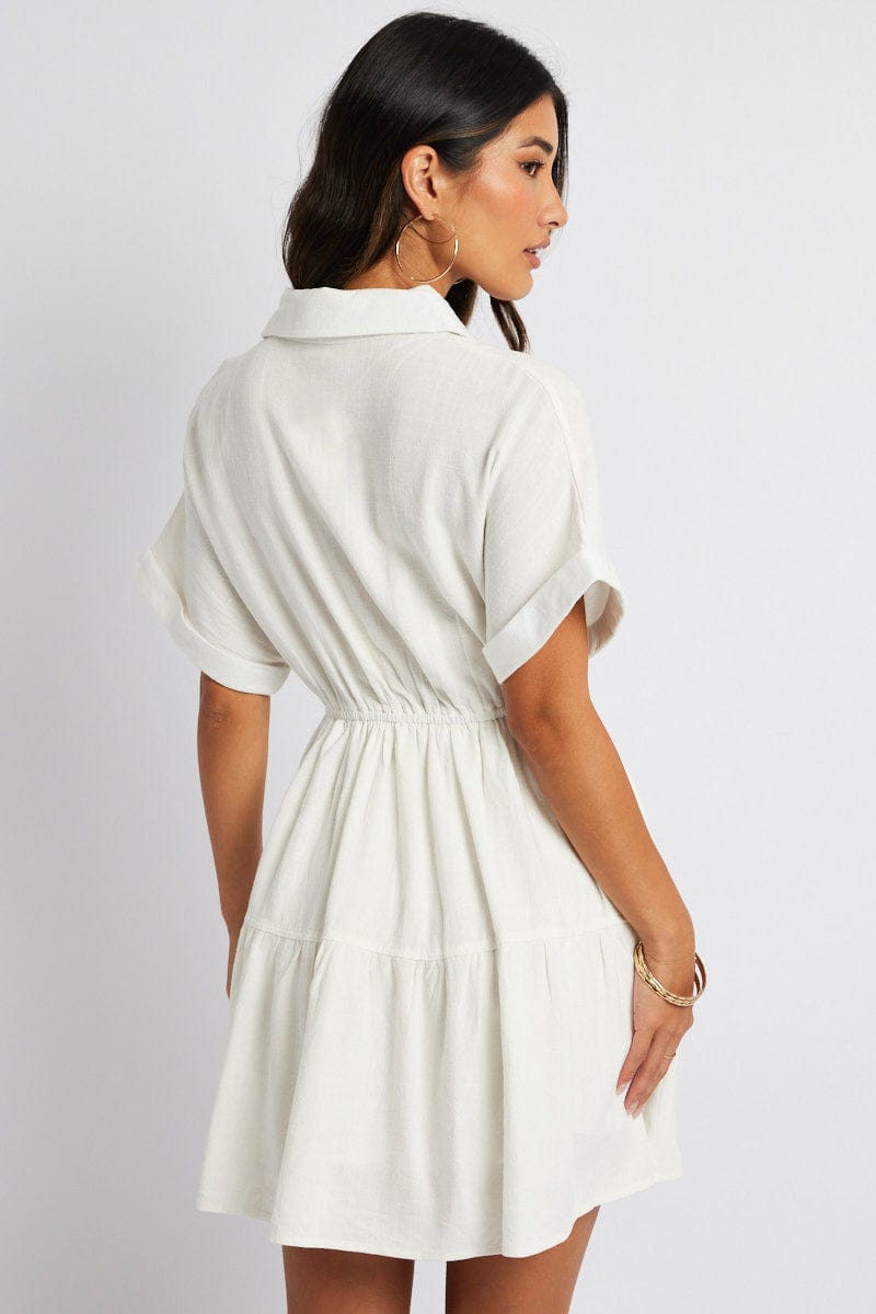 White Shirt Dress Short Sleeve for Ally Fashion